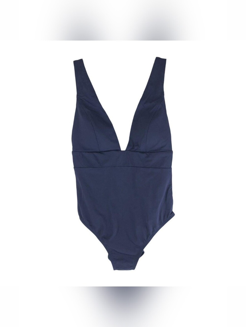 Andie Navy Blue V Neck Low Back One Piece Swimsuit